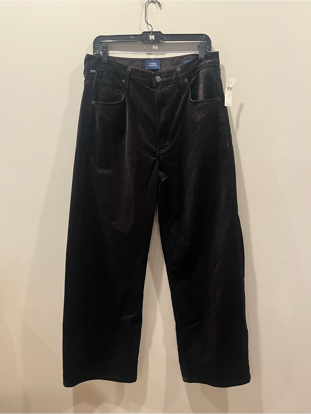 NEW Citizens of Humanity Ayla Baggy Wide-Leg Velvet Jeans in Espresso, Size 30 - Picture 2 of 7